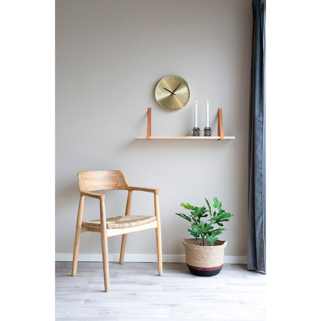 Forno Wandplank - Naturel, bruine leren banden 80x20 cm