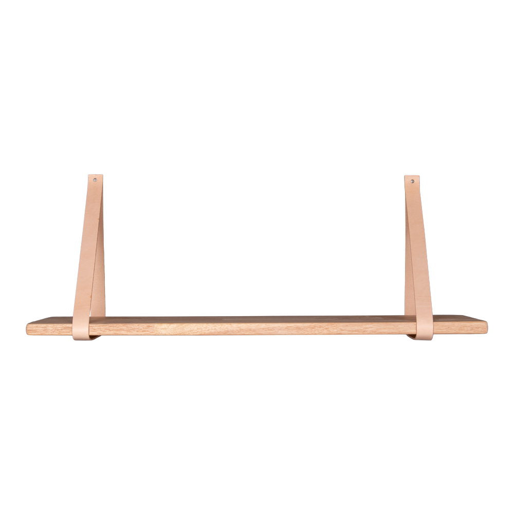Forno Wandplank - Naturel, bruine leren banden 120x20 cm