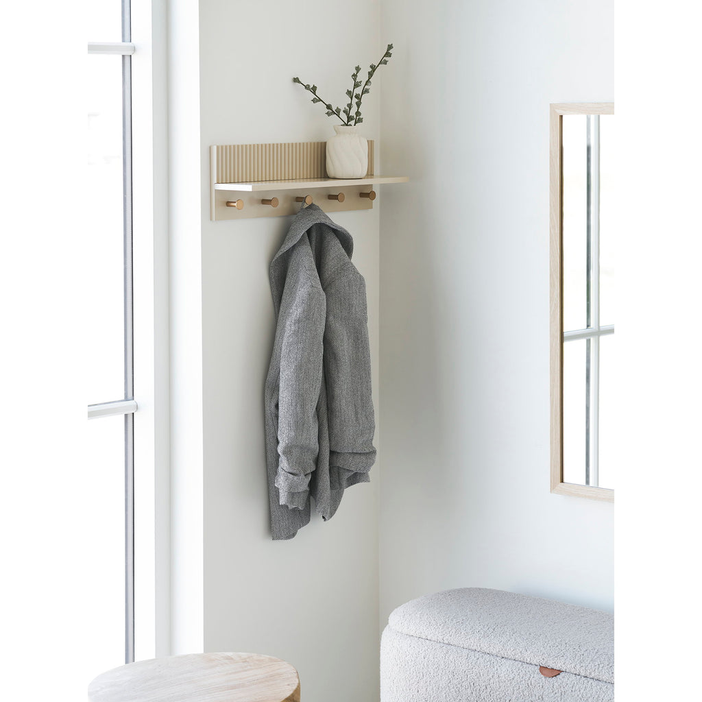 Rocca Wandplank met Haken - Beige 50x12x16 cm