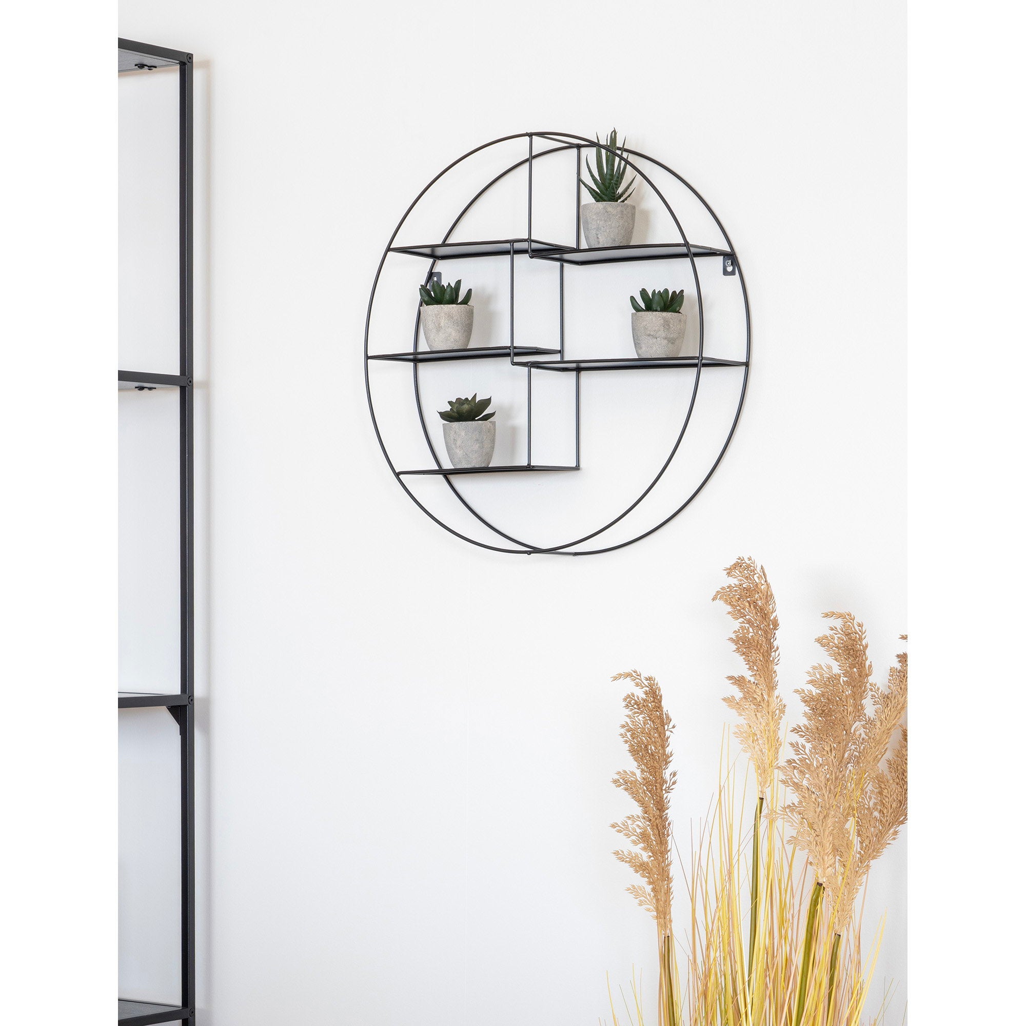 Genk Wandplank - Staal, zwart Ø47x10 cm
