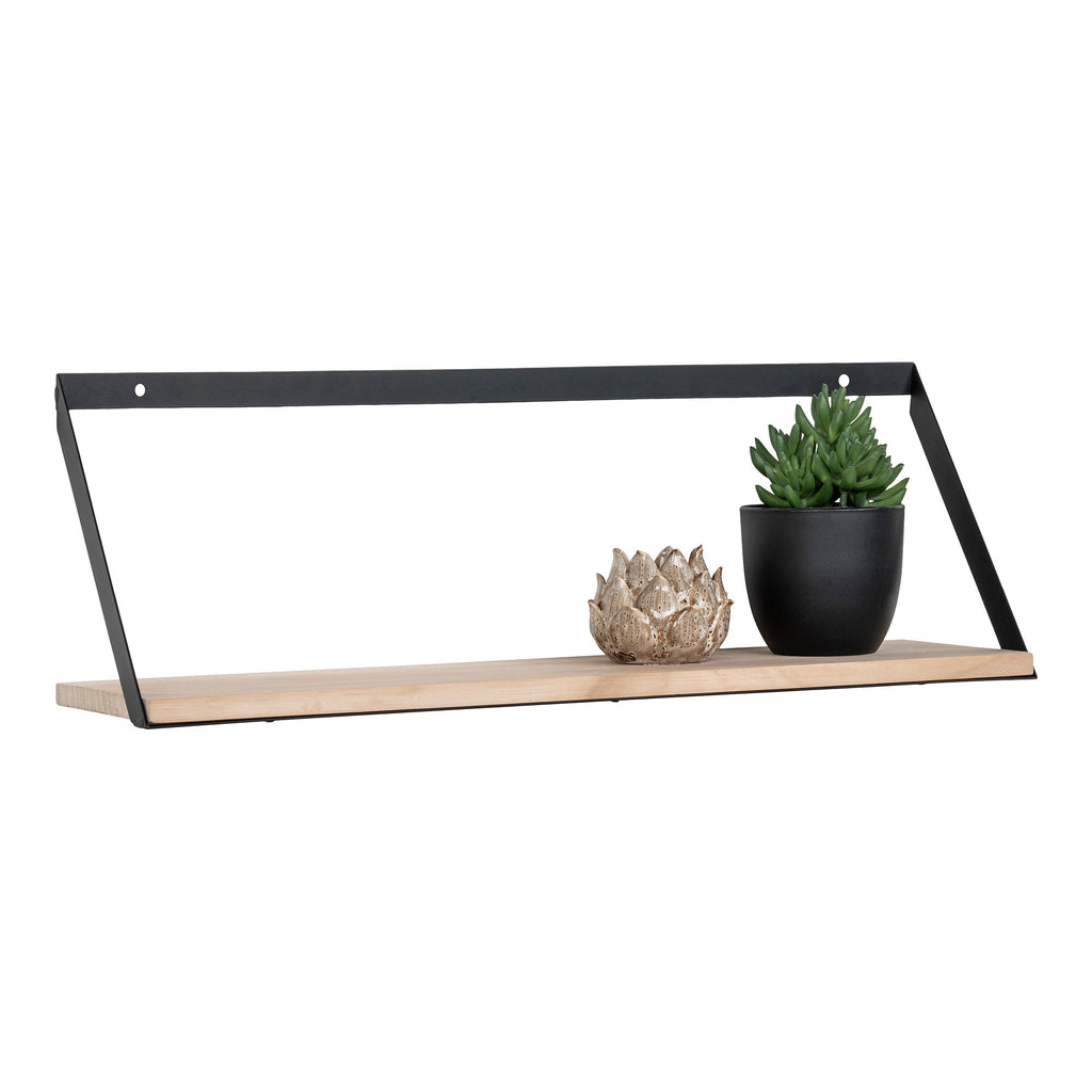 Basel Wandplank - Staal/grenenhout 55x14x18 cm