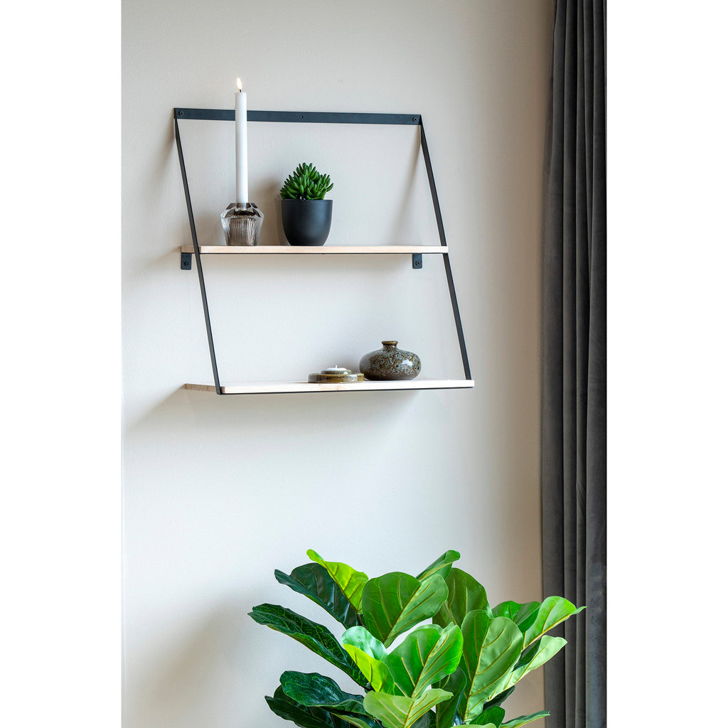 Bern Wandplank - Staal/grenenhout 50x21x52 cm