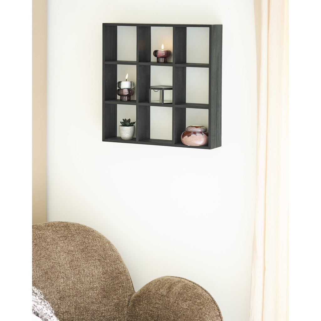 Moss Wandplank - Wandplank, grenenhout, zwart 46x10x46 cm