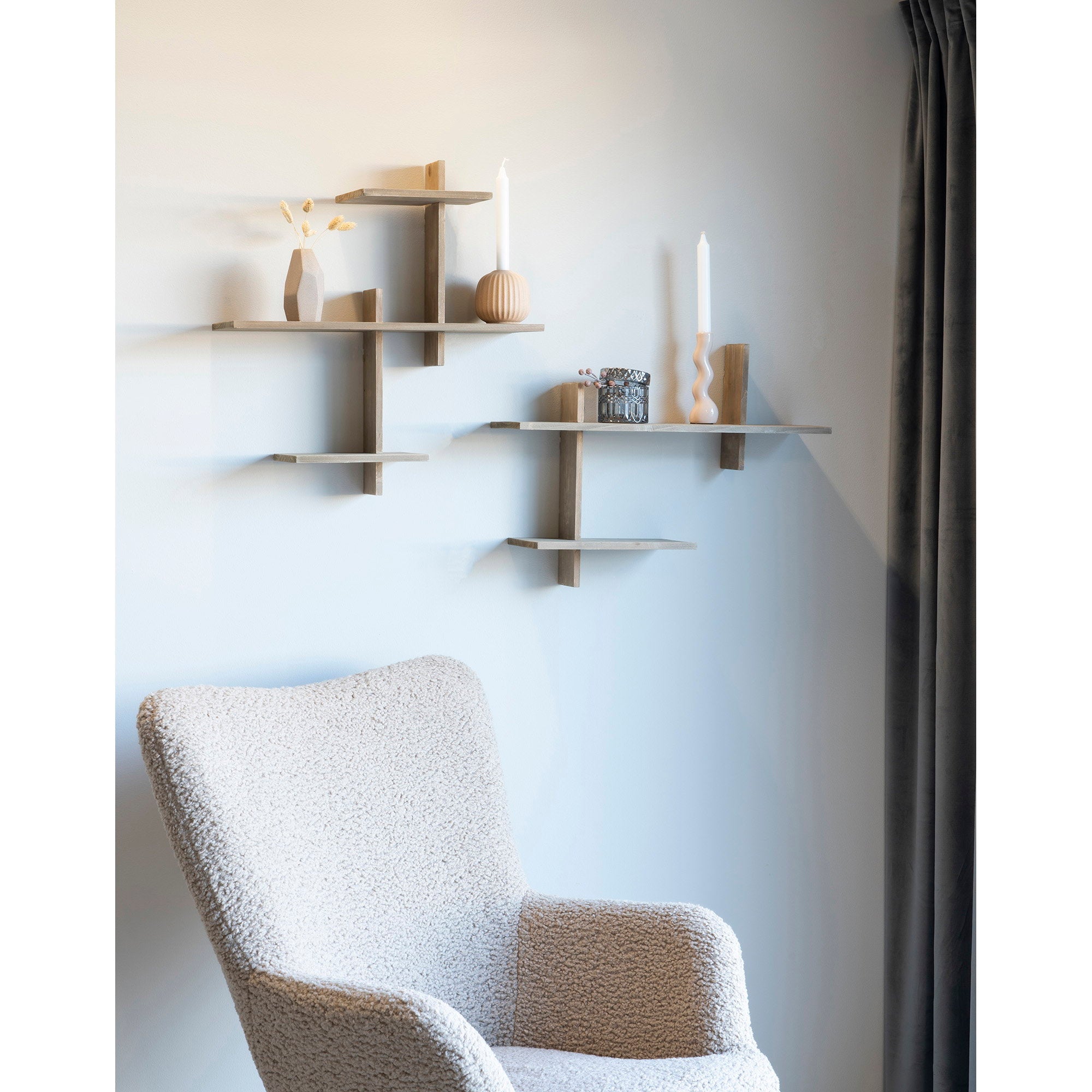 Ovada Wandplank - Grenenhout 60x15x44 cm
