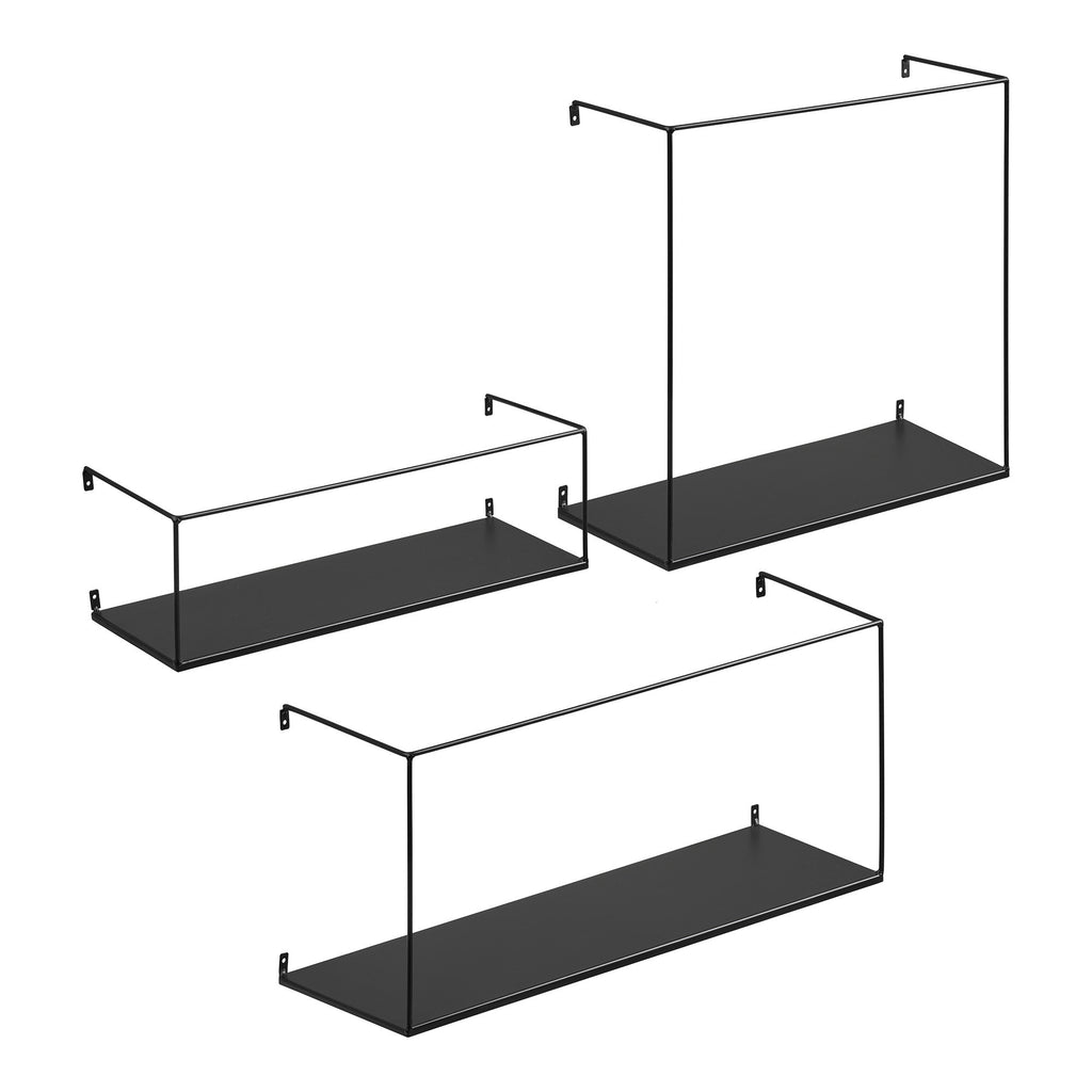 Ulmo Wandplanken - Staal, zwart (set van 3)