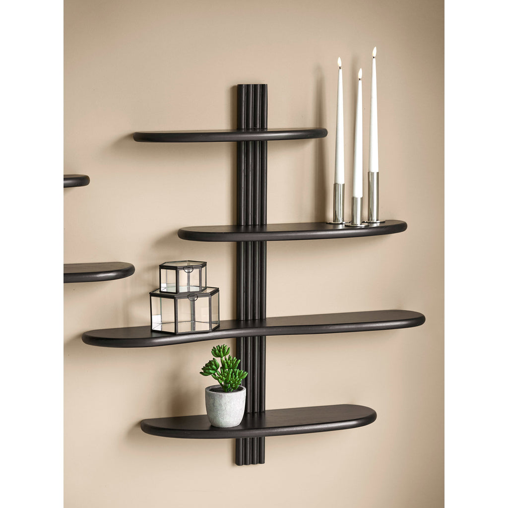Aliano Wandplank - Wandplank, eikenhout, zwart, 80x17,5x88 cm