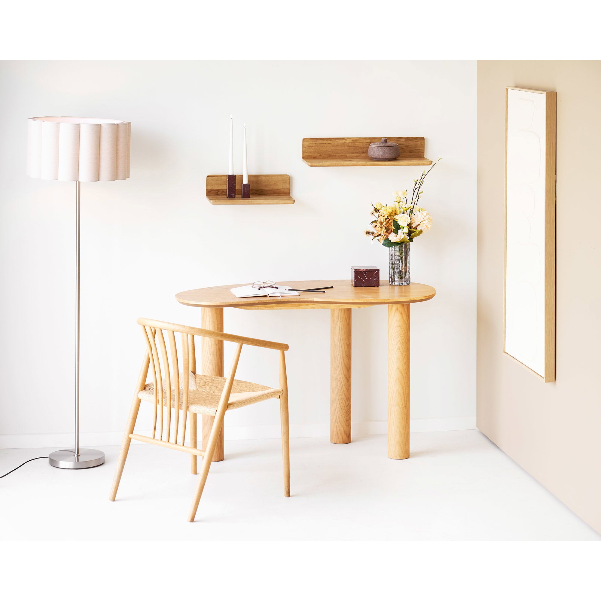 Salina Wandplank - Wandplank, eikenhout, 60x22x12 cm