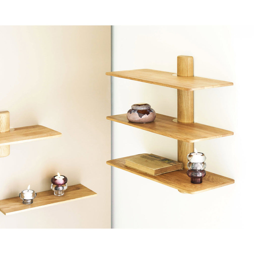 Calcata Wandplank - Wandplank, 3 planken, eikenhout, 55x22x55,5 cm