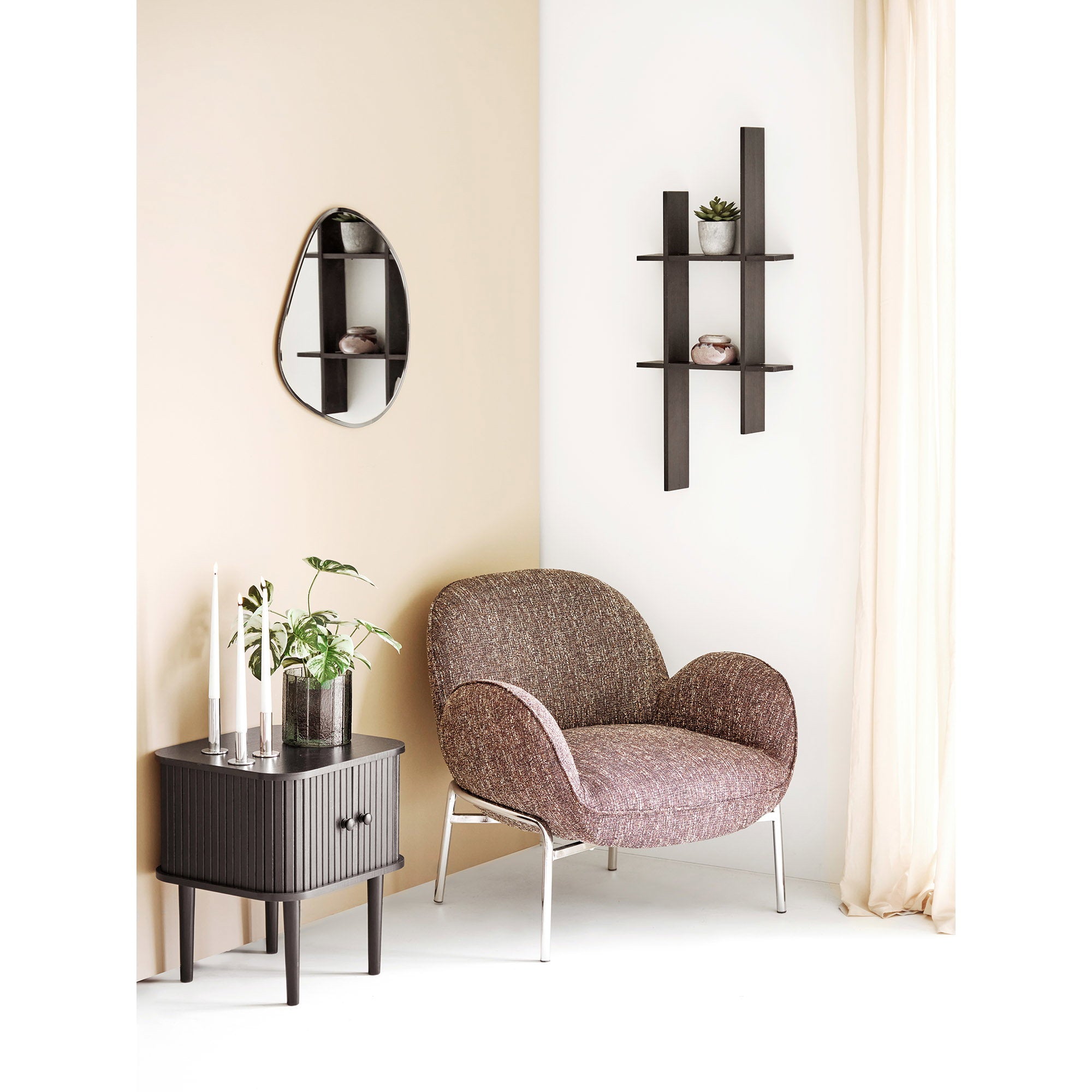 Mostar Wandplank - Wandplank, grenenhout, zwart, 86x10x38 cm