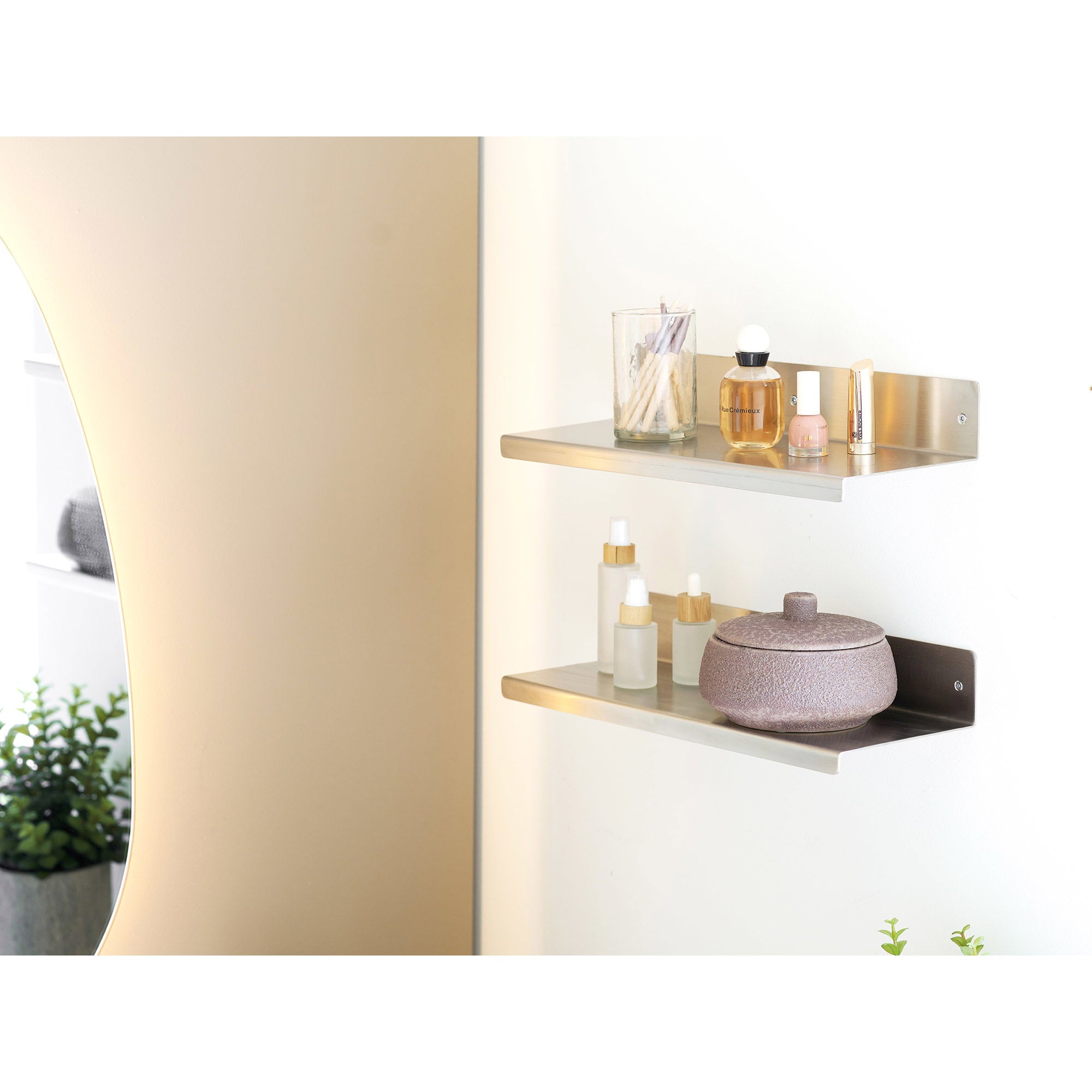 Nagoya Wandplank - Wandplank, roestvrij staal 15x40x8 cm