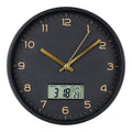 Amiens Wandklok - Met digitaal display, zwart, stil uurwerk Ø25 cm