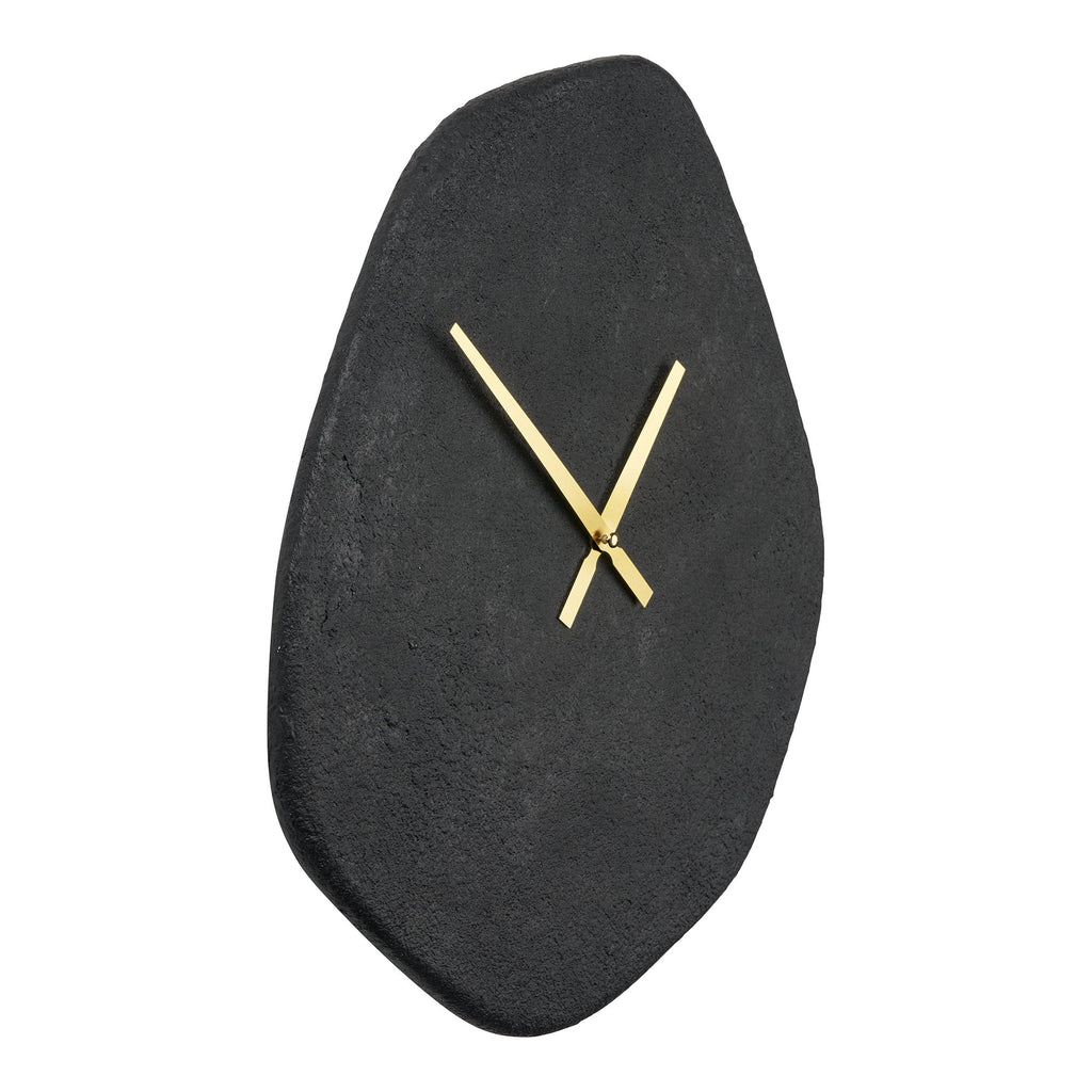 Vienna Wandklok - Organische vorm, cement, zwart, stil uurwerk 38x45 cm