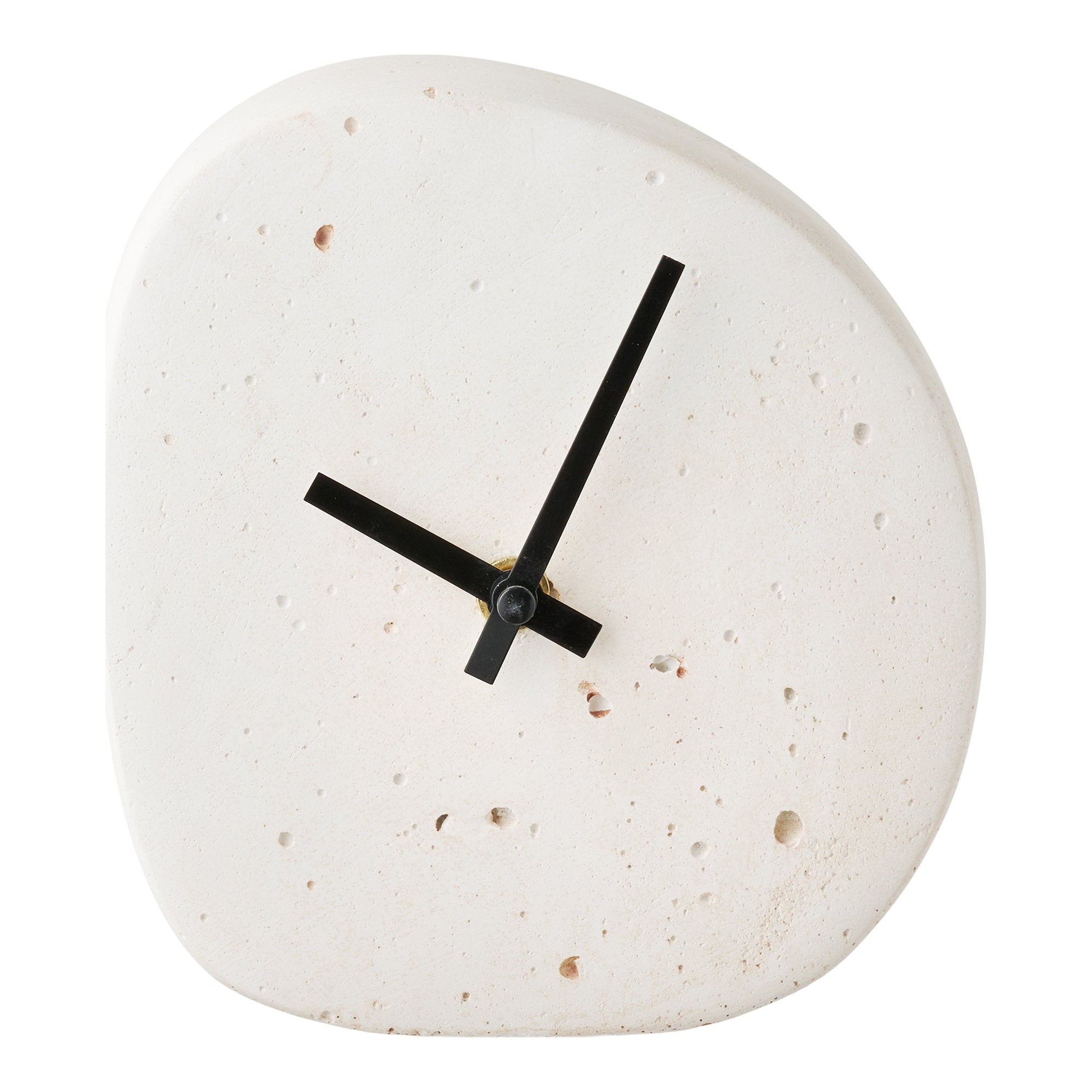 Linz Tafelklok - Organische vorm, cement, wit, stil uurwerk 14x15 cm - Noël Home
