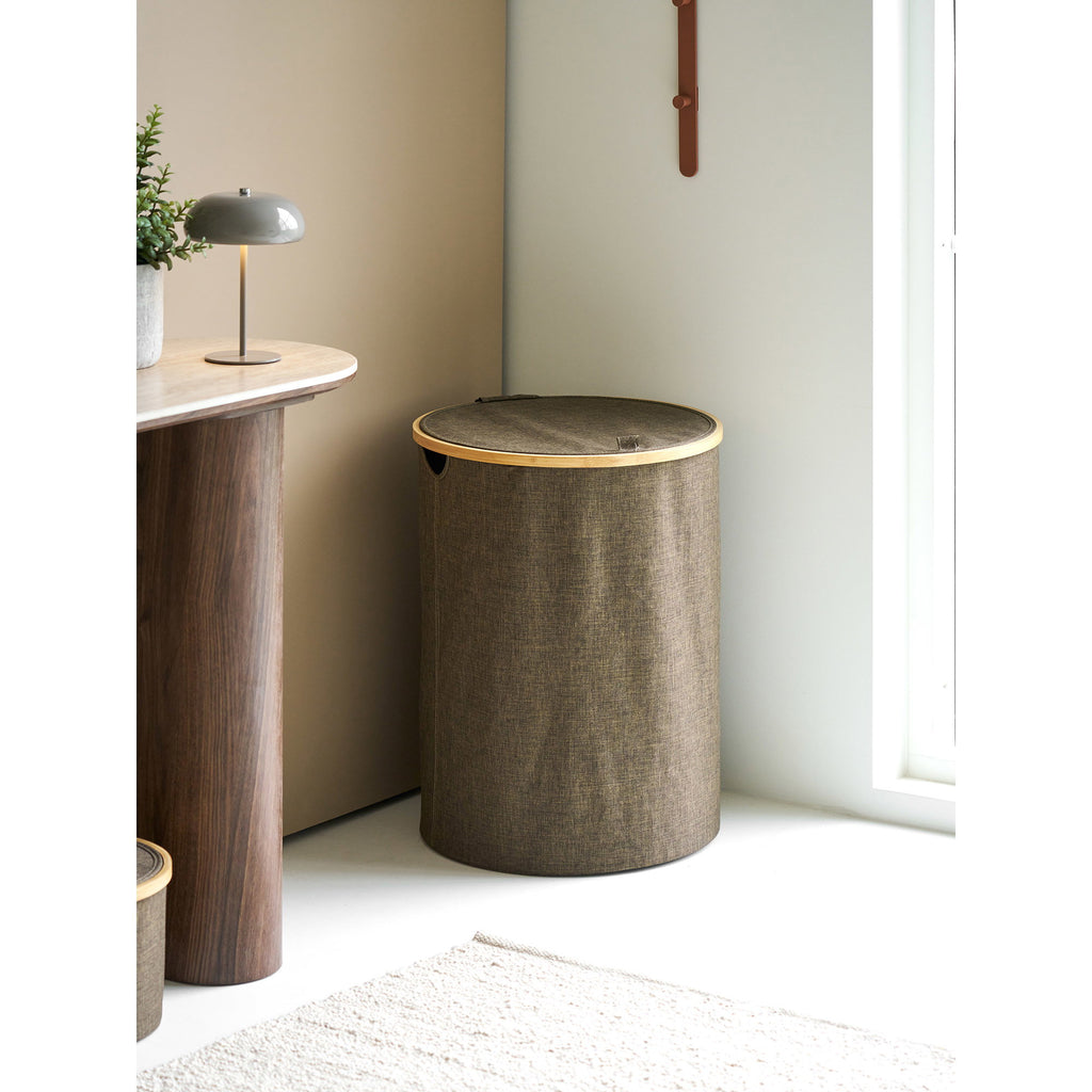 Noto Wasmand - Ronde wasmand, bamboe/textiel, bruin, ø45x60 cm