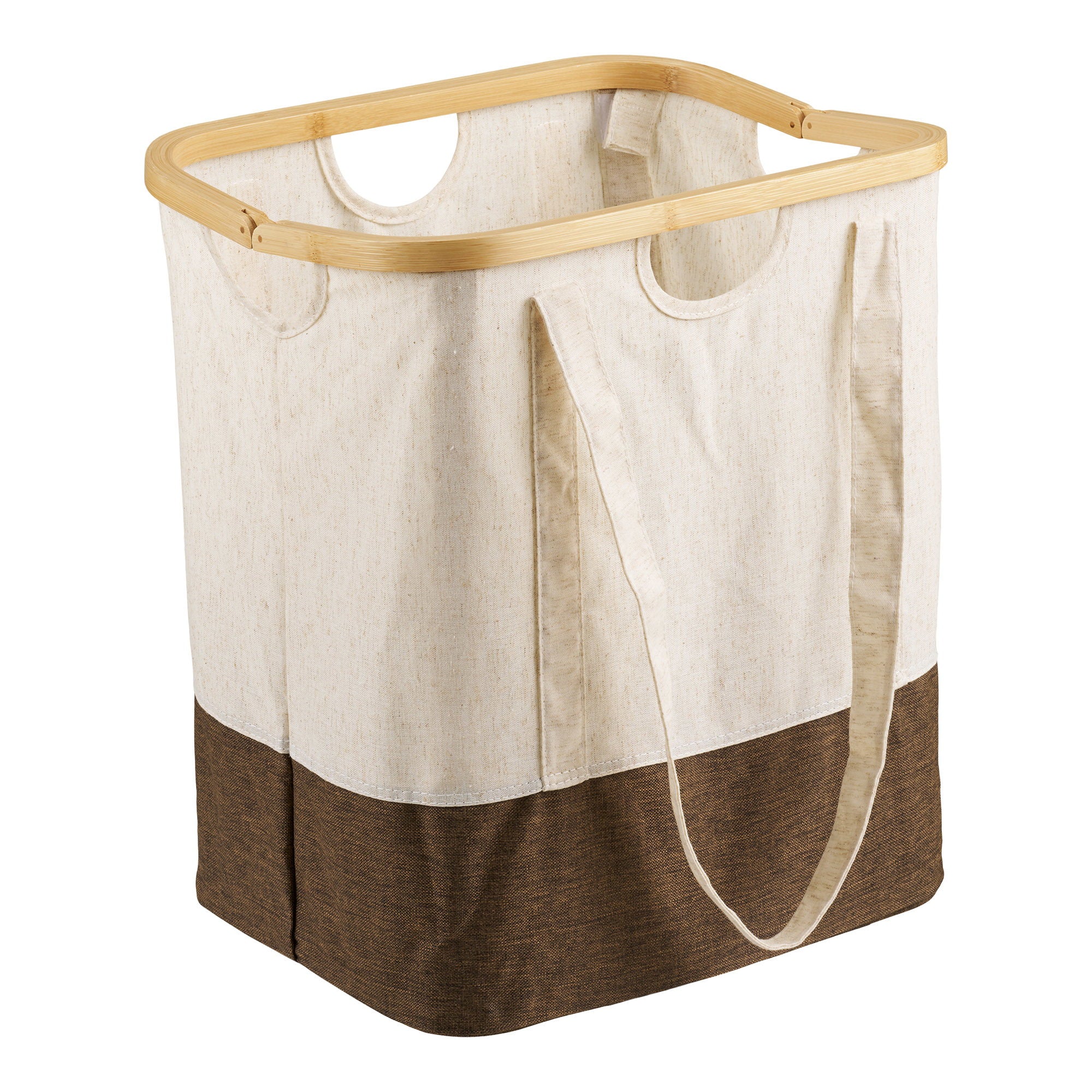 Noto Wasmand - Wasmand, bamboe/textiel, off-white/bruin, 40x30x45 cm