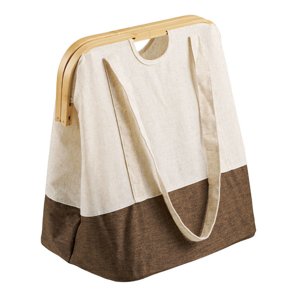 Noto Wasmand - Wasmand, bamboe/textiel, off-white/bruin, 40x30x45 cm
