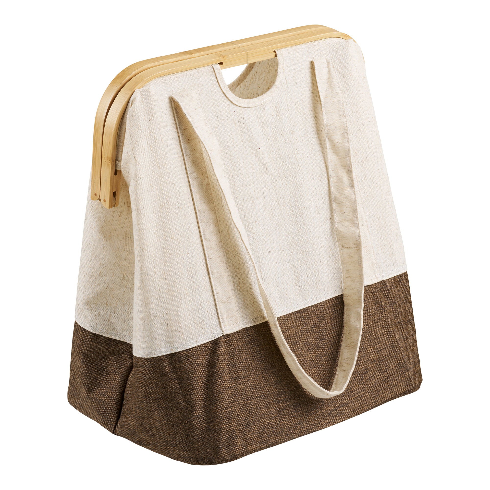 Noto Wasmand - Wasmand, bamboe/textiel, off-white/bruin, 40x30x45 cm