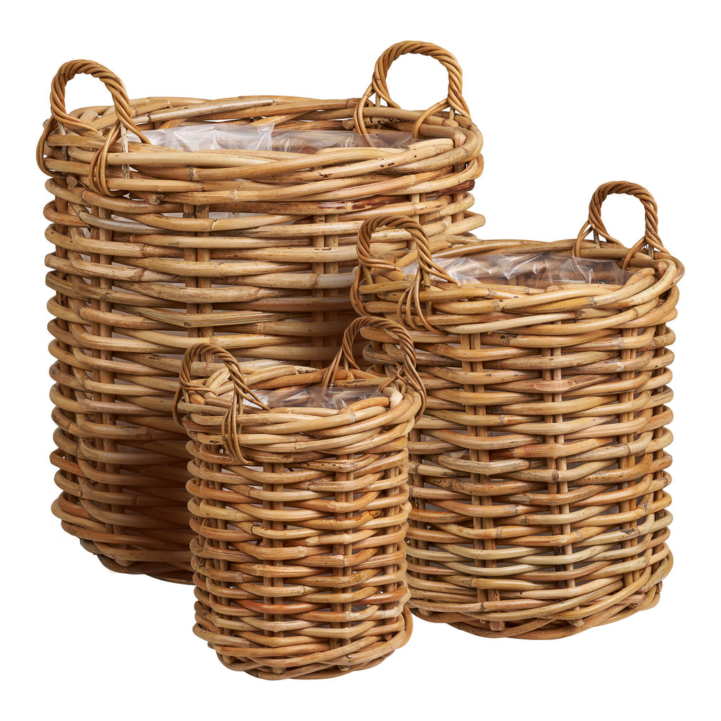 Burton Manden - Manden, kubu rotan, naturel, set van 3