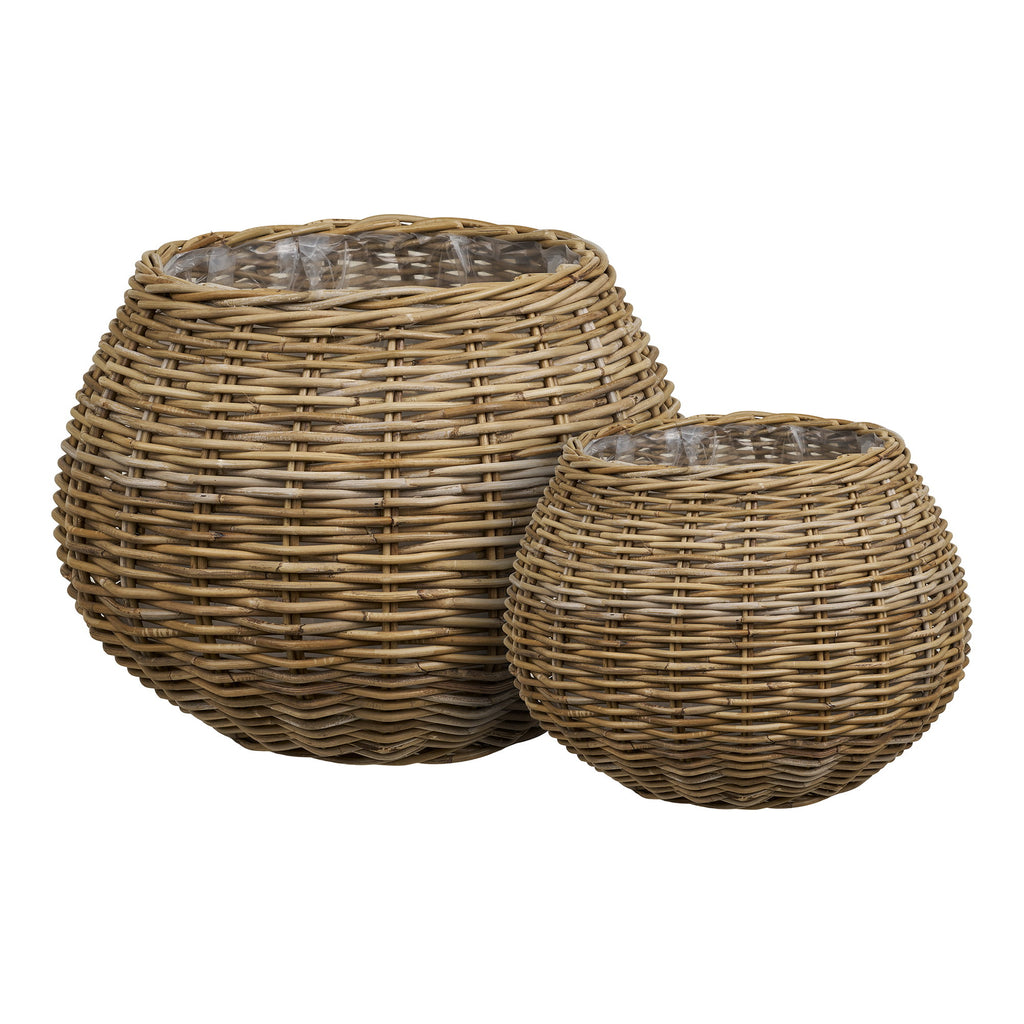 Melaka Mand - Mand, kubu rotan, naturel, set van 2