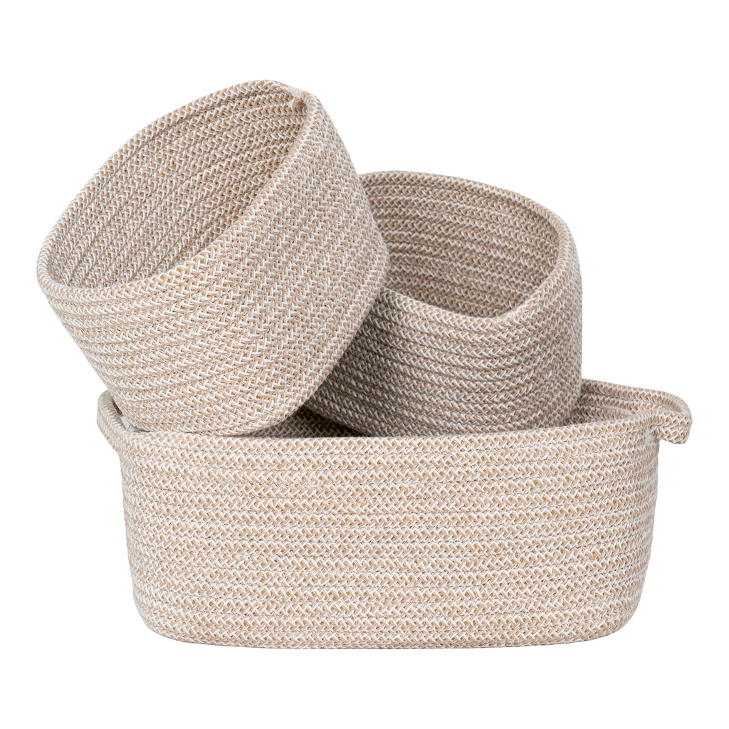 Teixo Manden - Manden, katoen, beige, set van 3