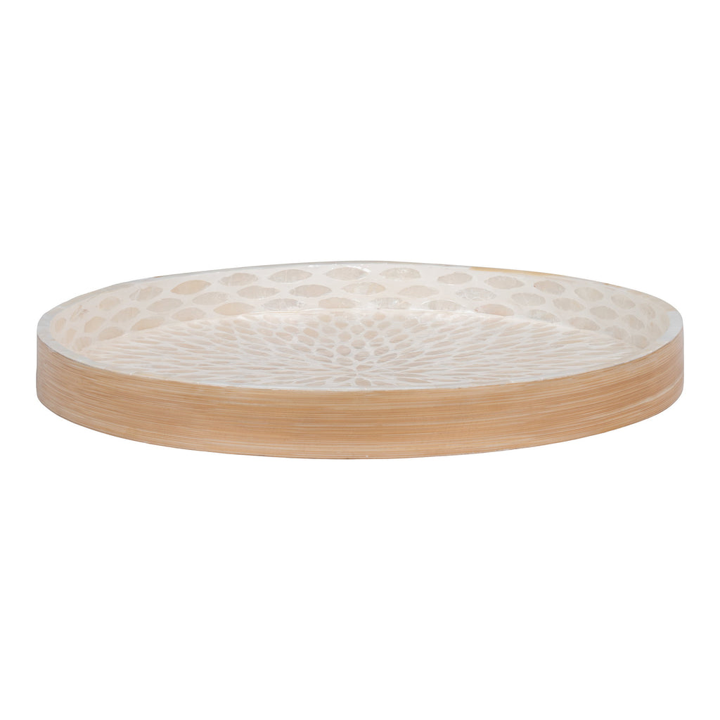 Dienblad - Bamboe/capiz, beige 40x40x3,5 cm