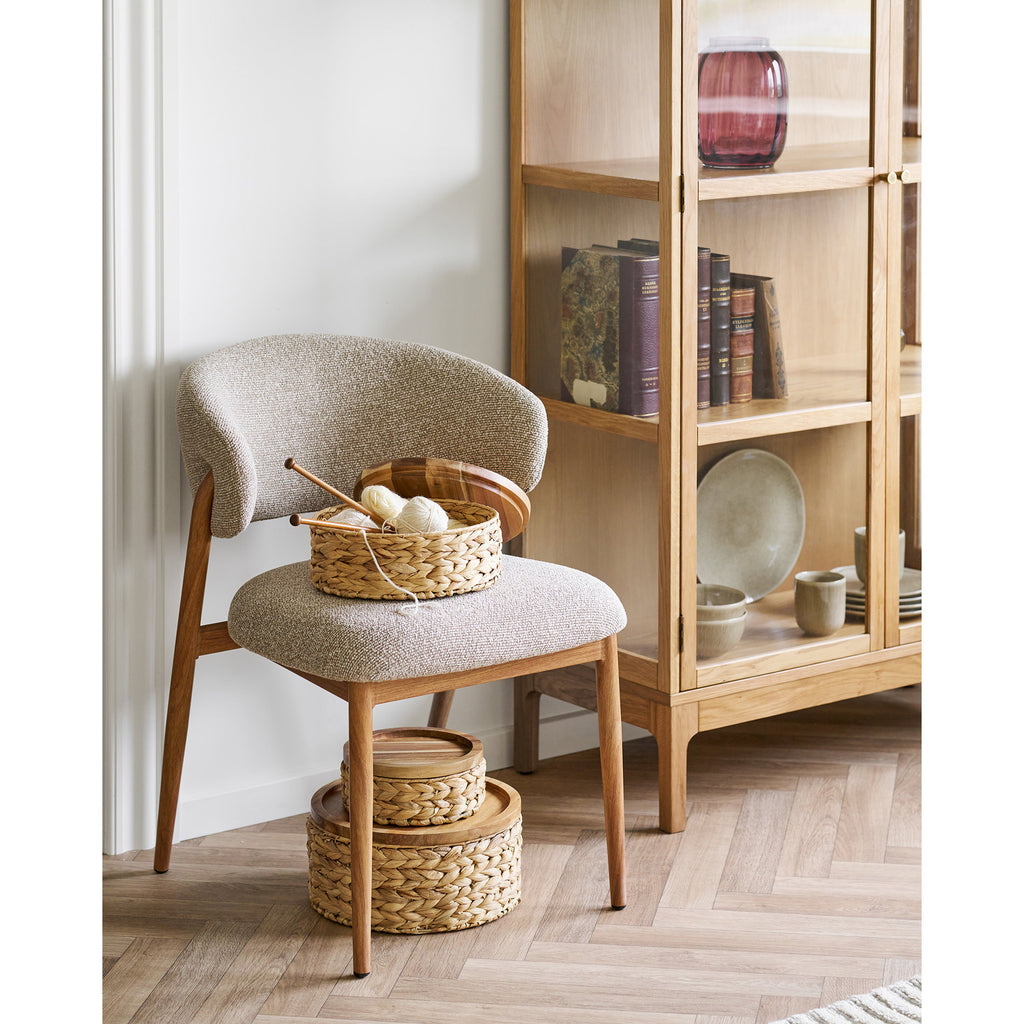 Botofte Manden - Manden met houten deksel, waterhyacint, naturel, set van 3