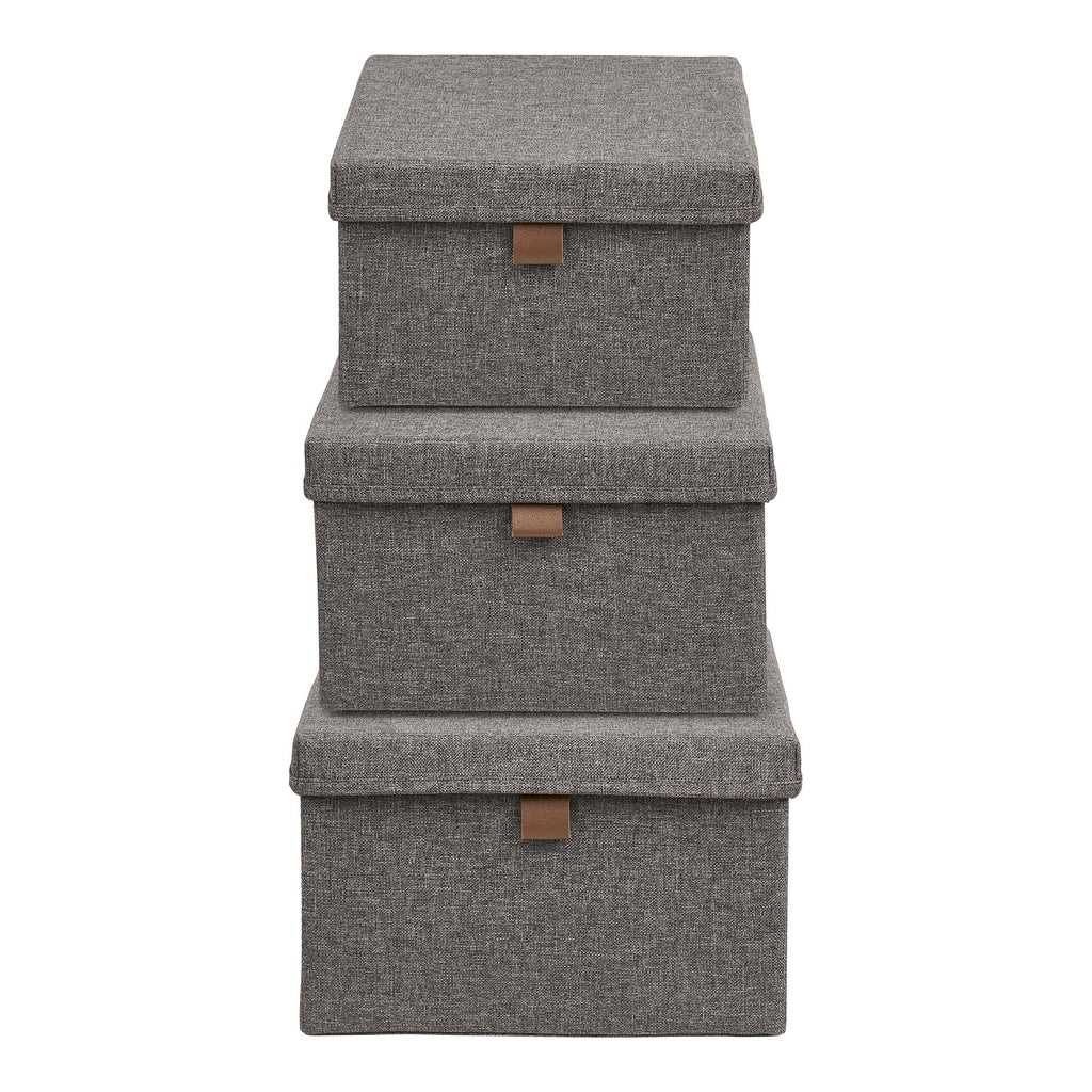 Noto Opbergdozen - Opbergdozen, textiel, donkergrijs, set van 3