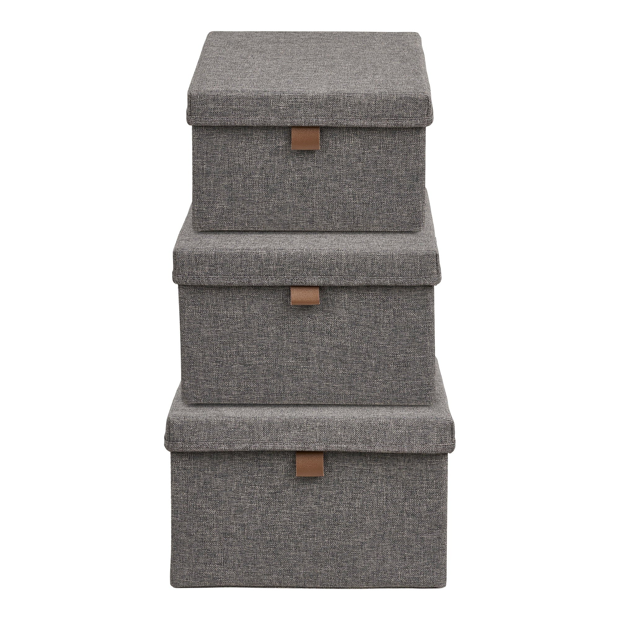 Noto Opbergdozen - Opbergdozen, textiel, donkergrijs, set van 3