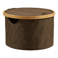 Noto Mand - Ronde mand, bamboe/textiel, bruin ø30x20 cm