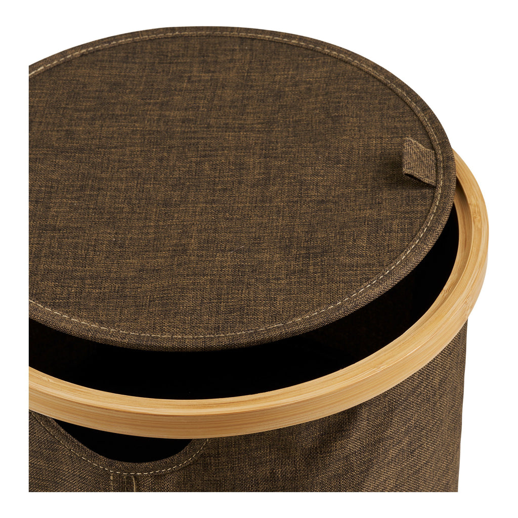 Noto Mand - Ronde mand, bamboe/textiel, bruin ø30x20 cm
