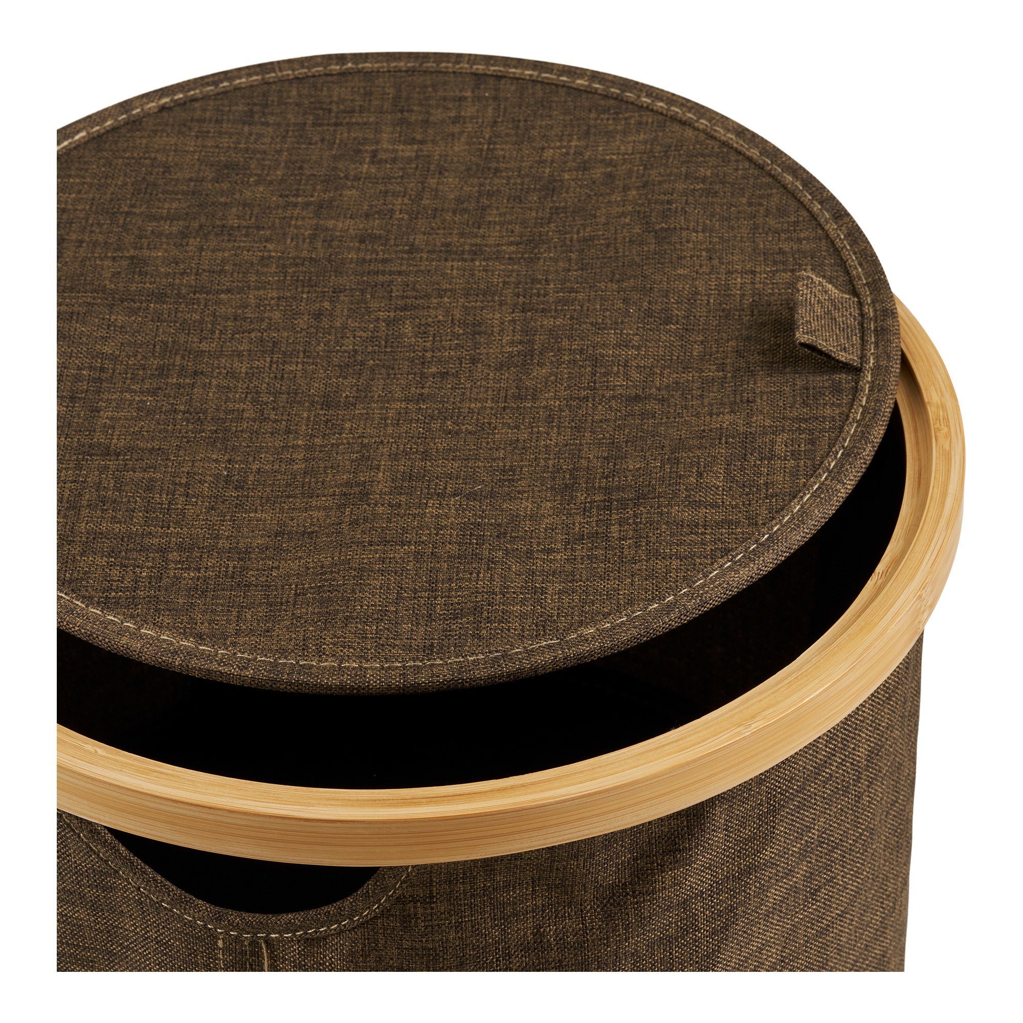 Noto Mand - Ronde mand, bamboe/textiel, bruin ø30x20 cm