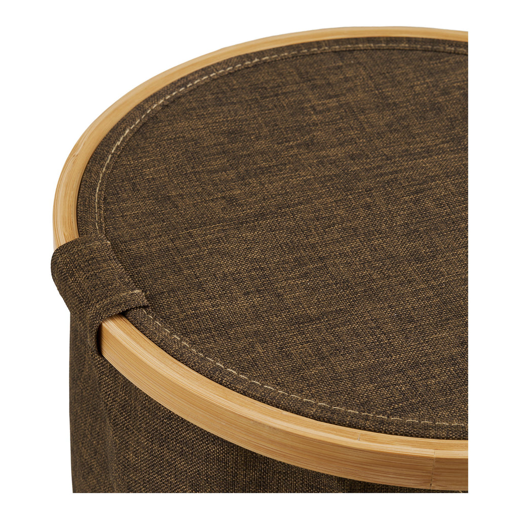 Noto Mand - Ronde mand, bamboe/textiel, bruin ø30x20 cm