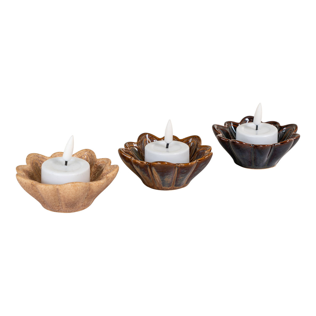 Kom - Keramiek, beige/bruin/donkerbruin Ø8,5x3,5 cm (set van 3)