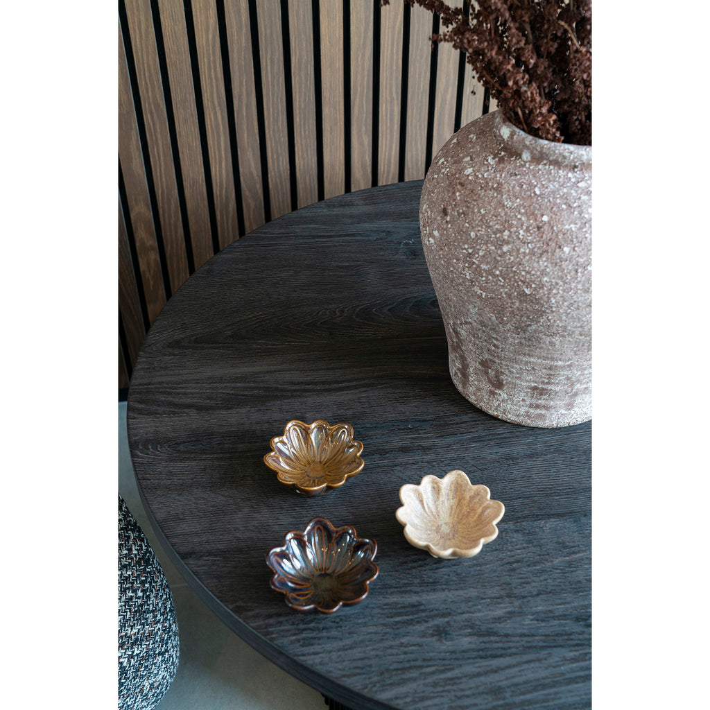 Kom - Keramiek, beige/bruin/donkerbruin Ø8,5x3,5 cm (set van 3)