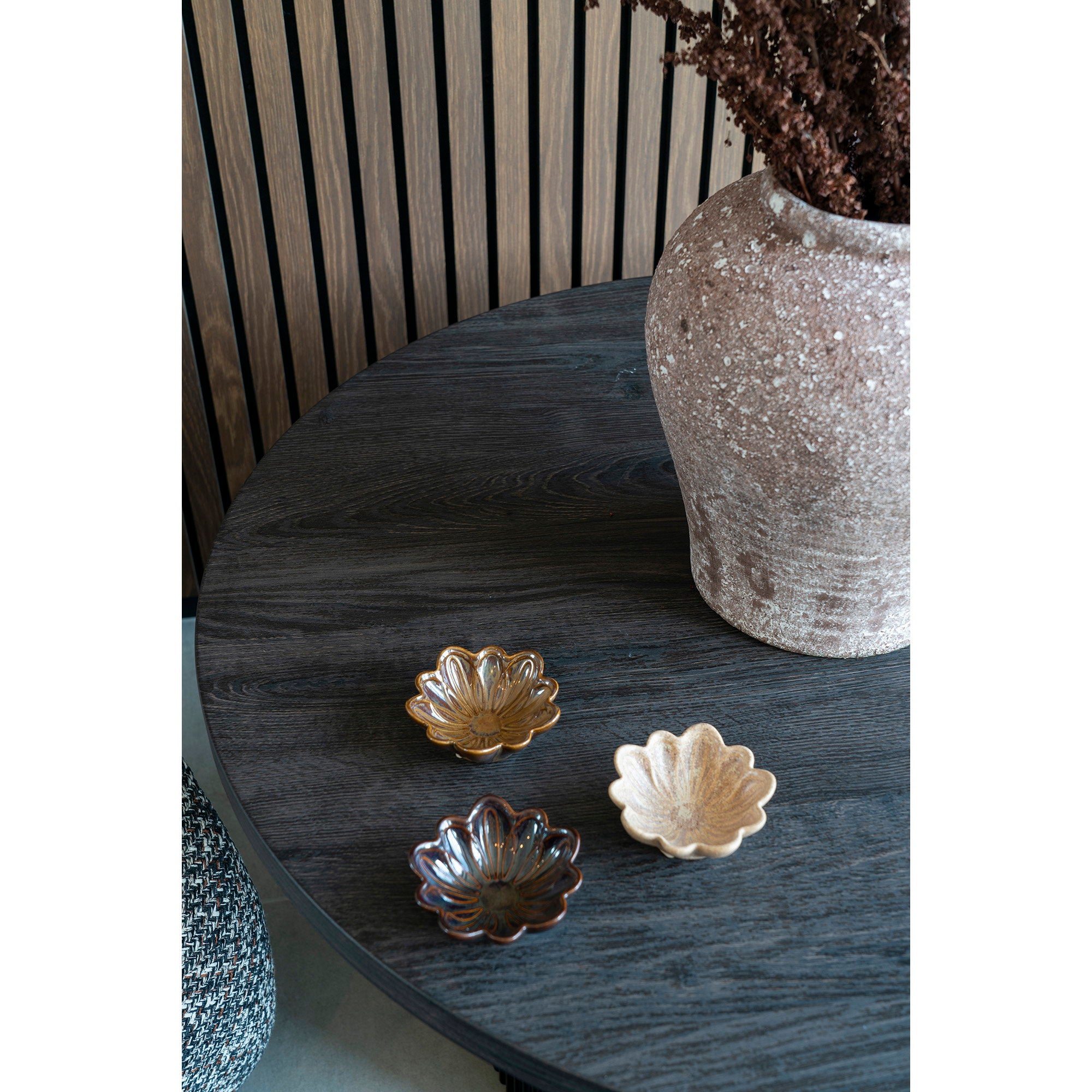 Kom - Keramiek, beige/bruin/donkerbruin Ø8,5x3,5 cm (set van 3)