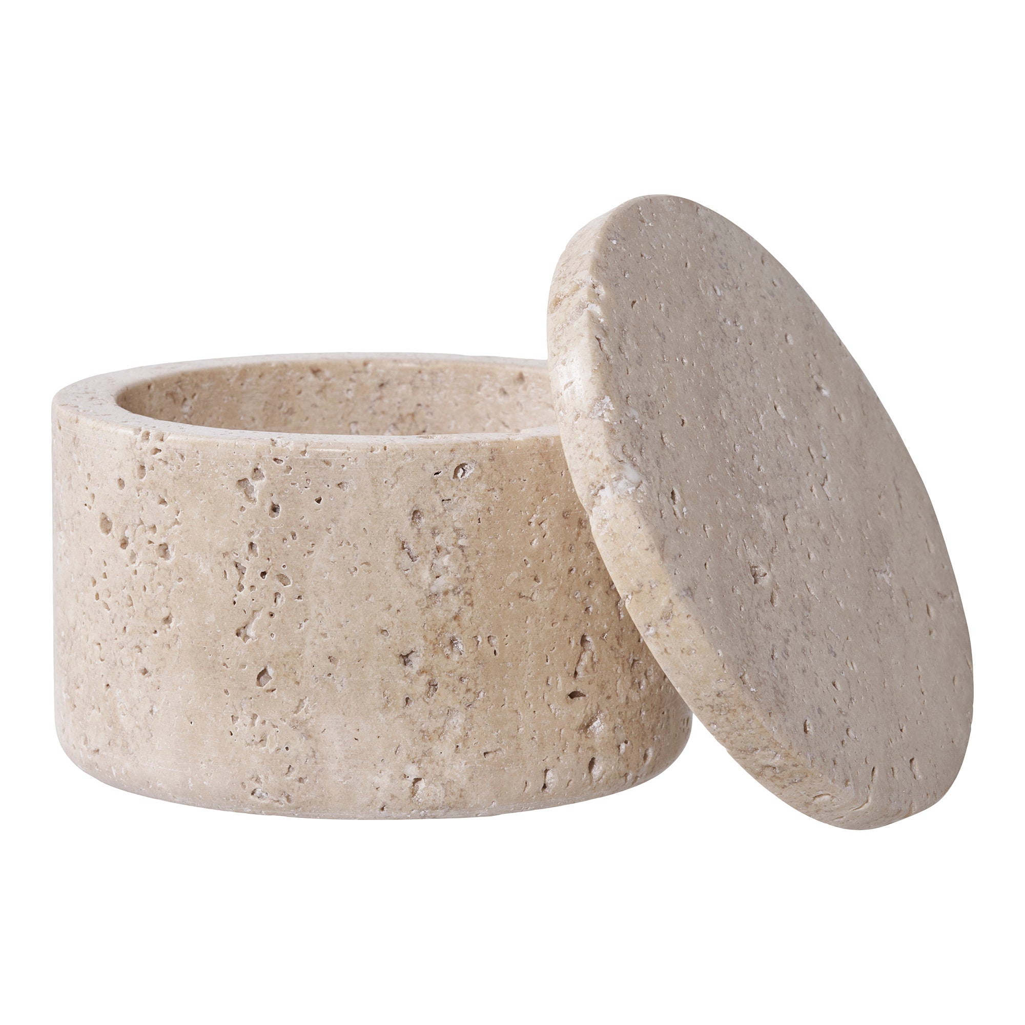 Voorraadpot - Travertin, naturel Ø10x6,5 cm