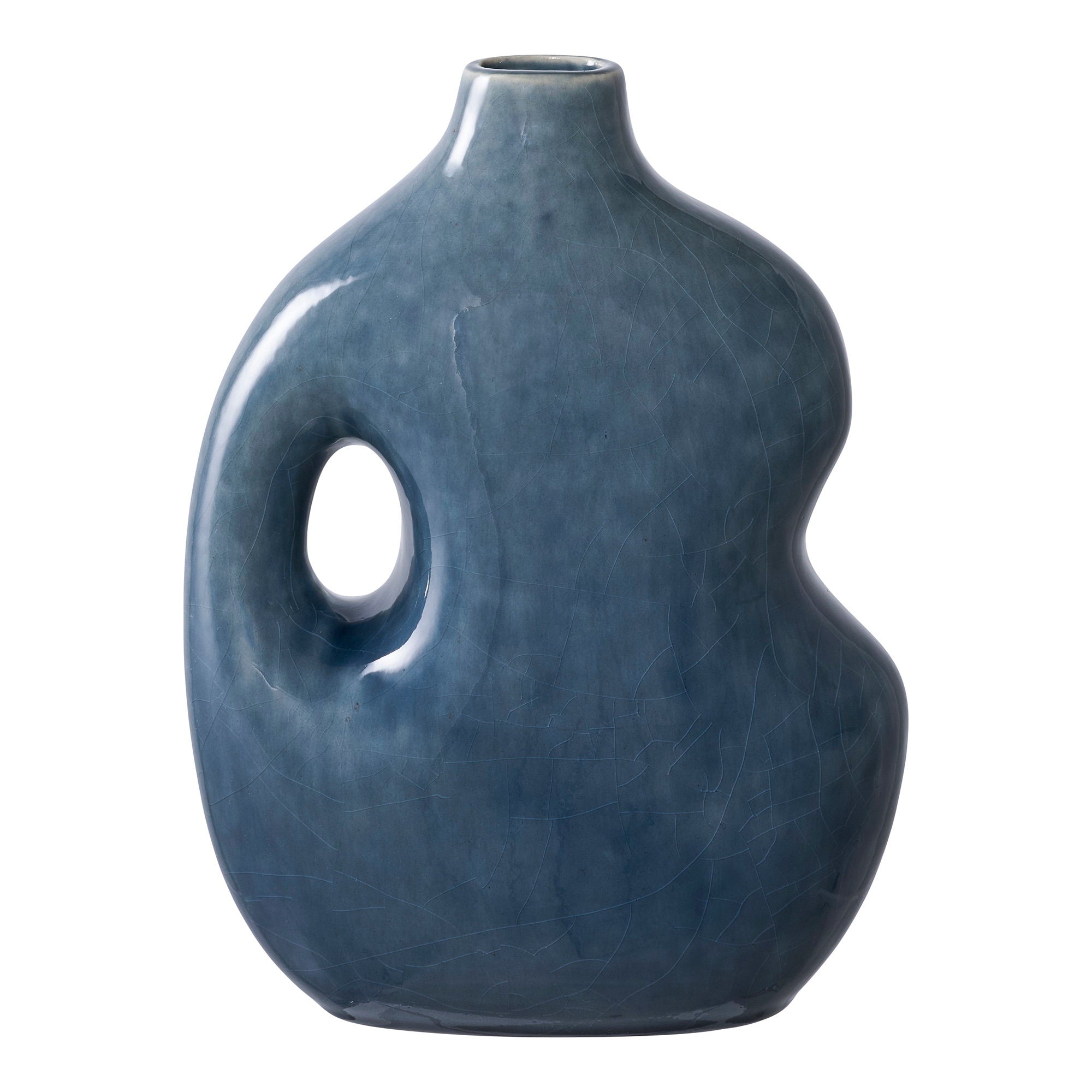 Vaas - Keramiek, blauw 18,5x9,5x24,5 cm
