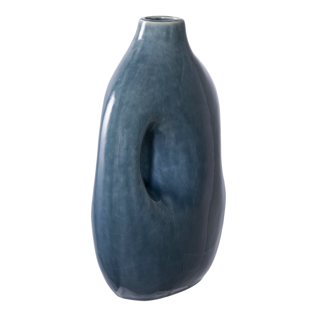 Vaas - Keramiek, blauw 18,5x9,5x24,5 cm