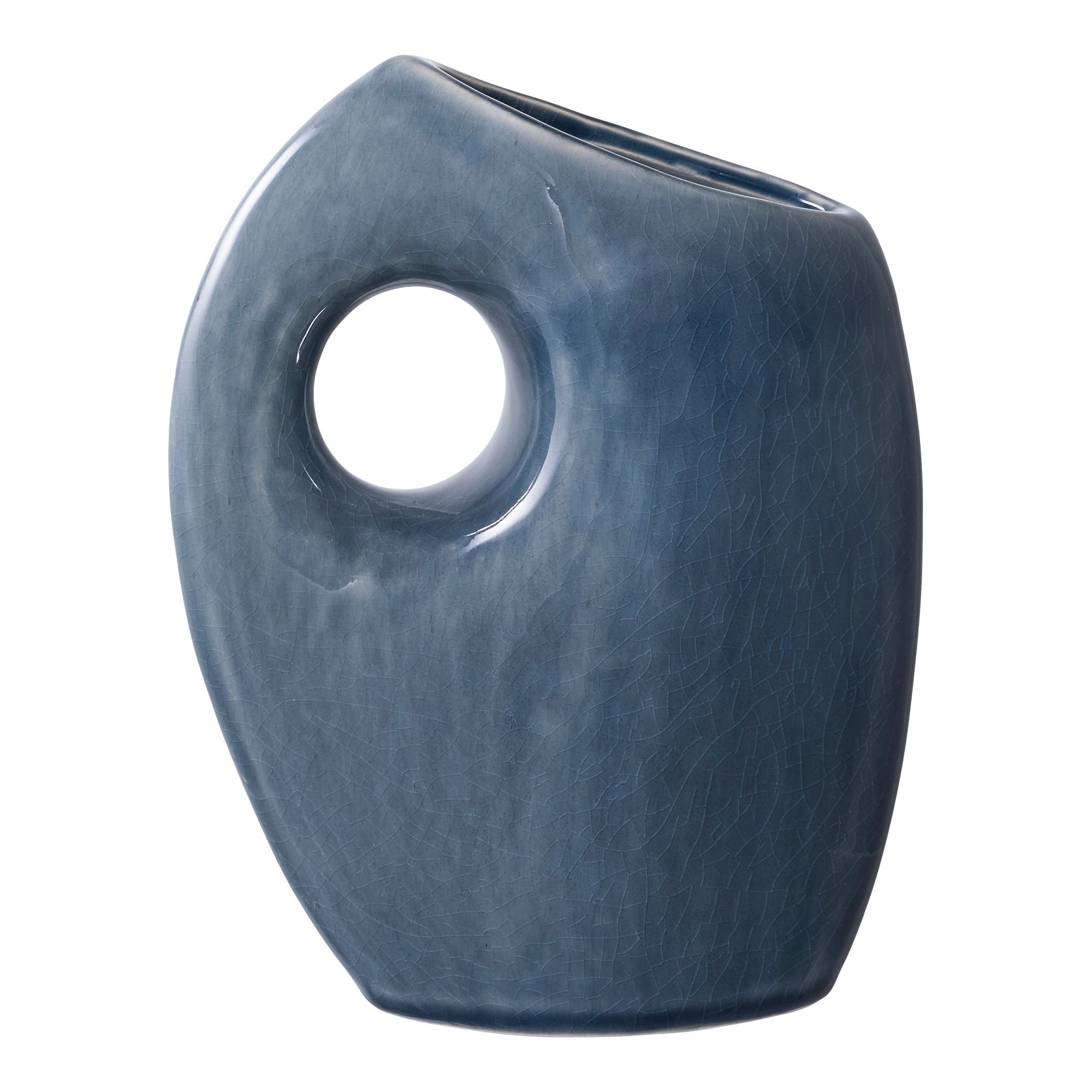 Vaas - Keramiek, blauw 7x14x18 cm