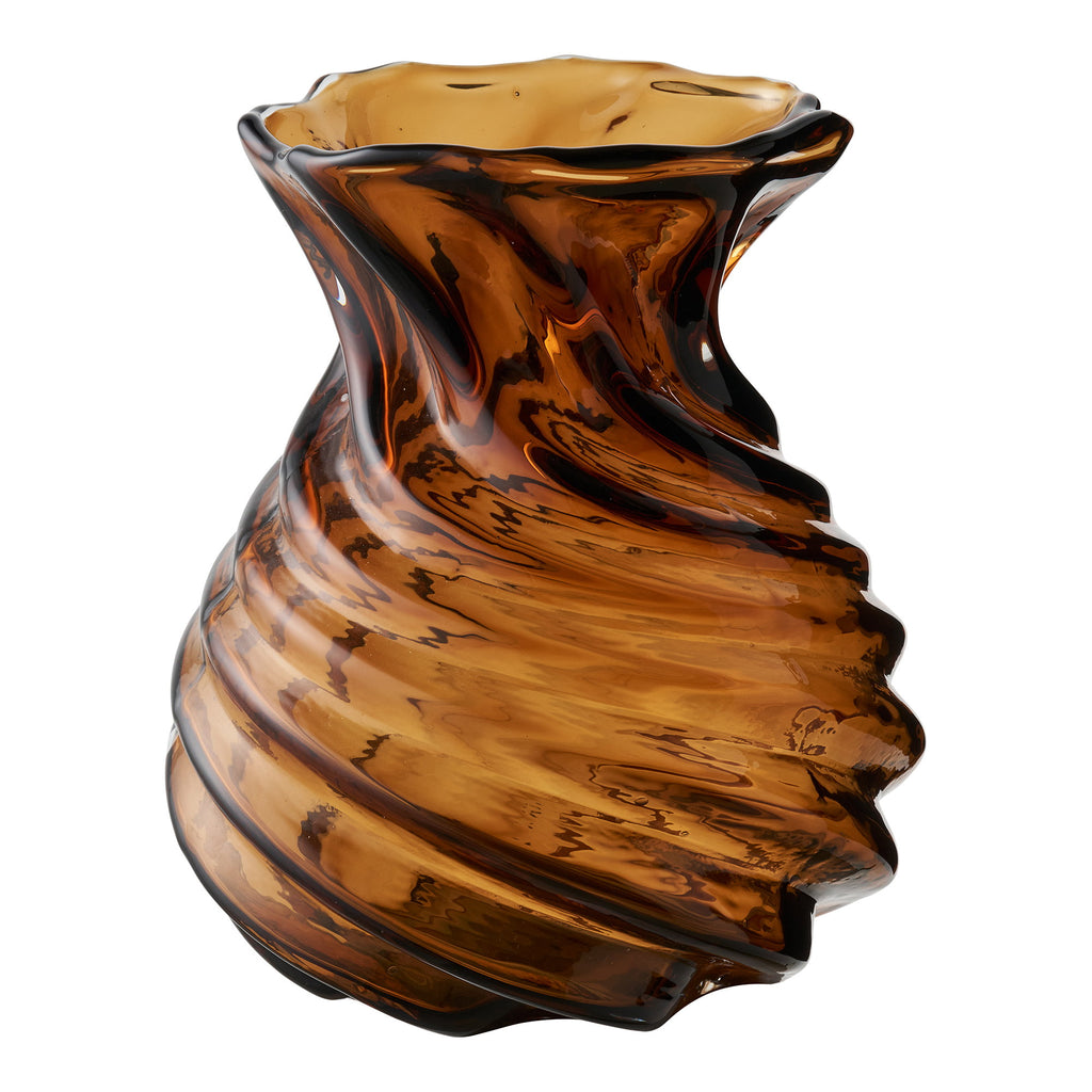 Vaas - Mondgeblazen glas, gerookt bruin Ø16x18,5 cm