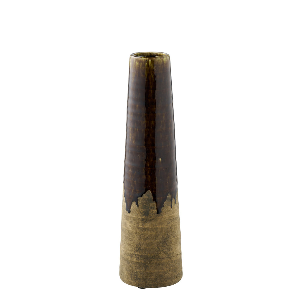 Vaas - Keramiek, bruin Ø11x39 cm