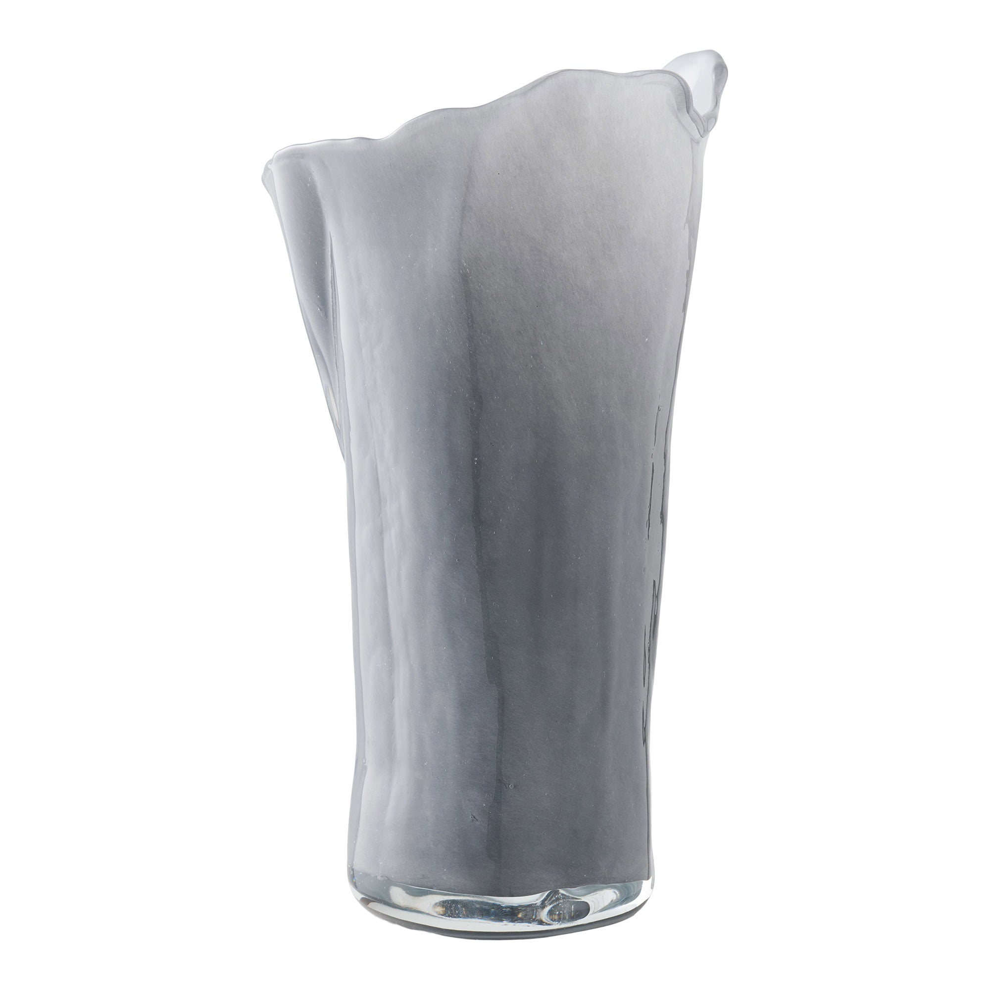 Vaas - Vaas, mondgeblazen glas, grijs/wit, 13x12,5x24 cm