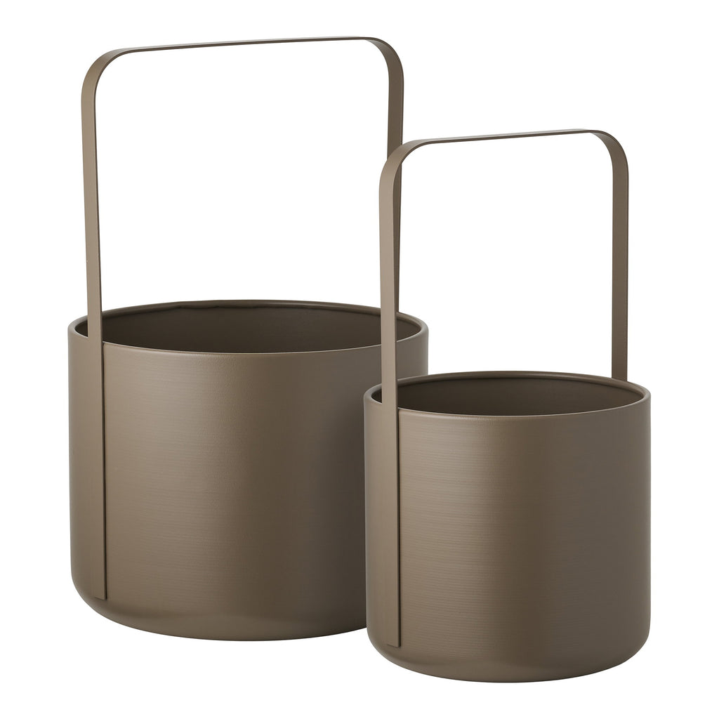 Bloempot - Bloempot, staal, bruin (set van 2)