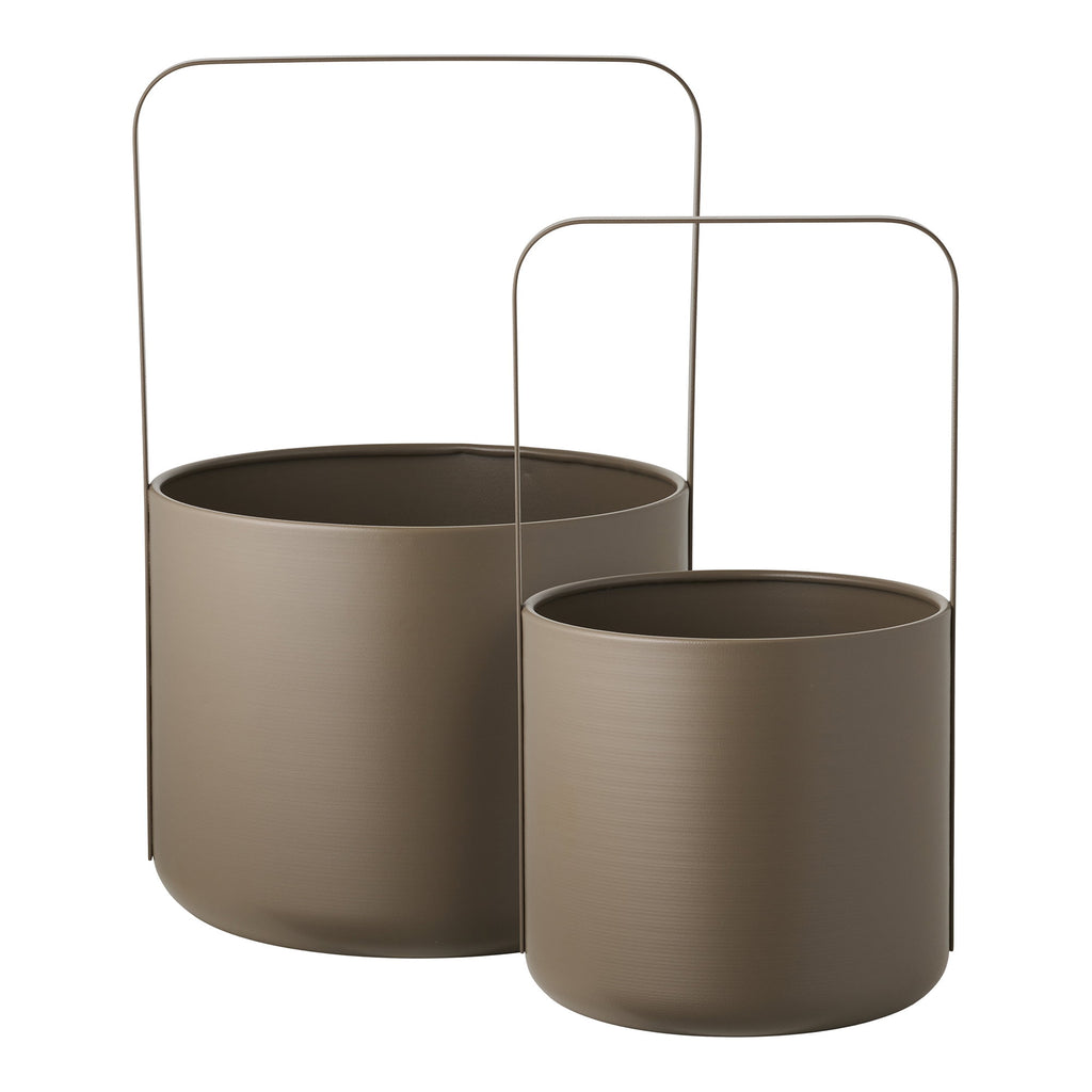 Bloempot - Bloempot, staal, bruin (set van 2)