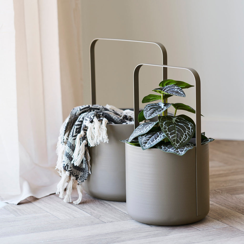 Bloempot - Bloempot, staal, bruin (set van 2)