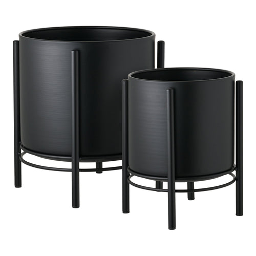 Bloempot - Bloempot, staal, zwart (set van 2) - Noël Home