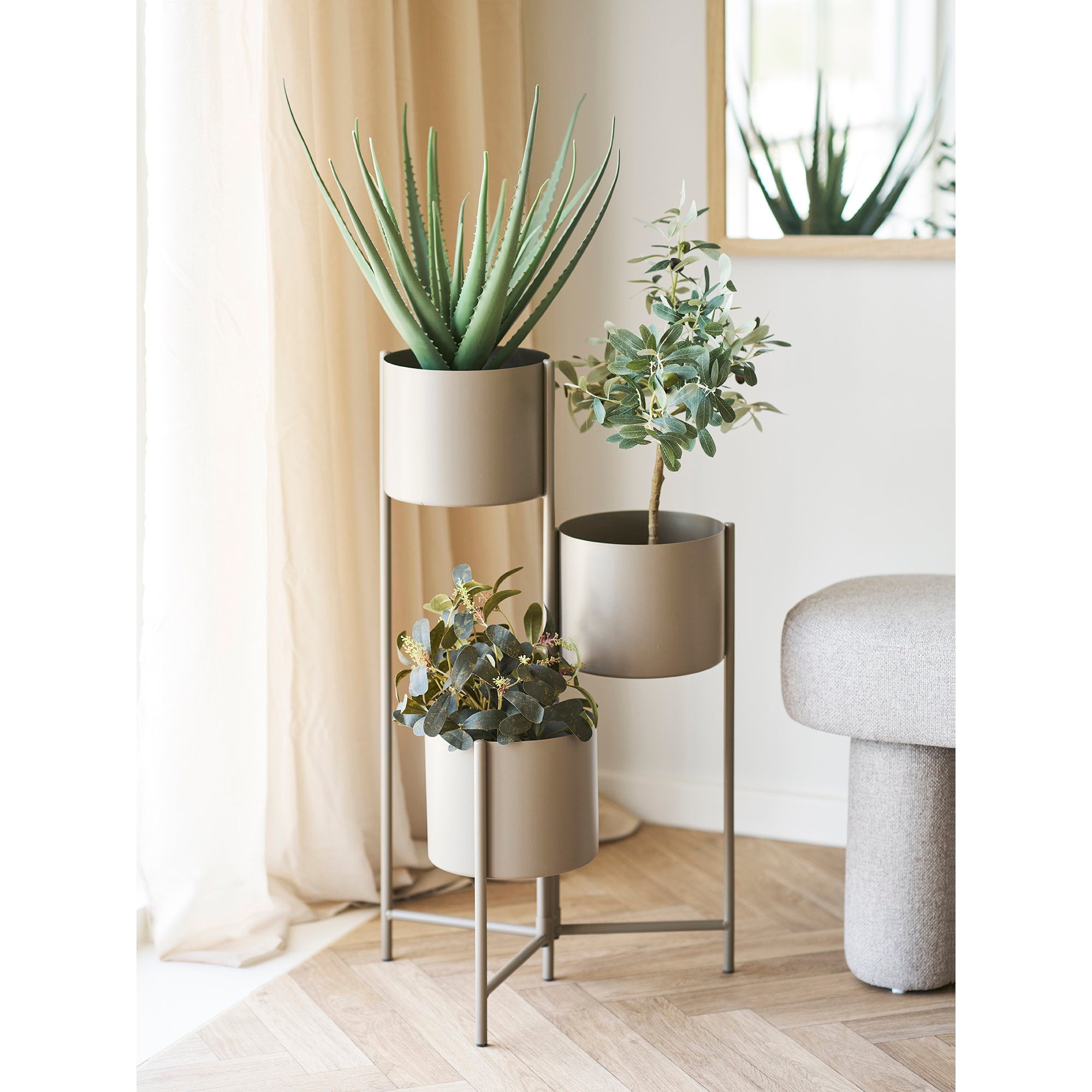 Bloempot - Bloempot, staal, bruin 22,5x23x75,5 cm