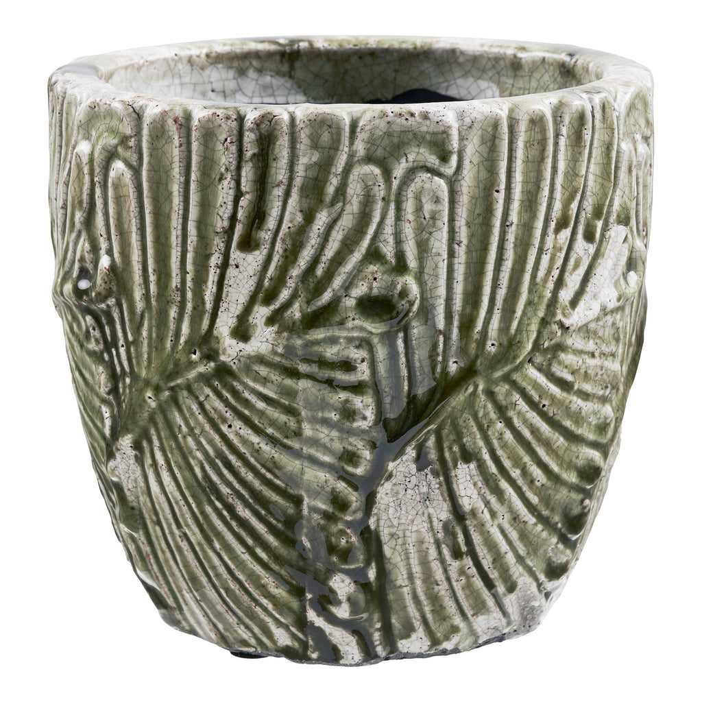 Bloempot - Bloempot, keramiek, groen/wit, ø20x18,5 cm
