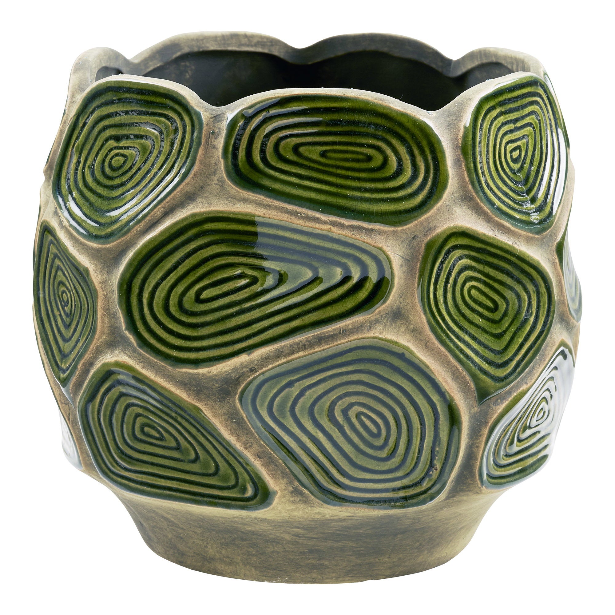 Bloempot - Bloempot, keramiek, donkergroen/bruin ø18x16 cm