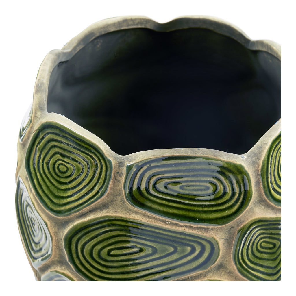 Bloempot - Bloempot, keramiek, donkergroen/bruin ø18x16 cm